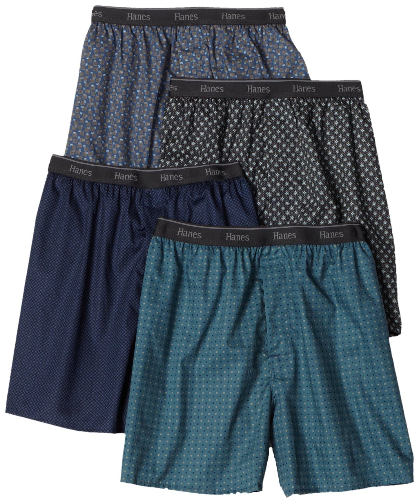 Hanes Men's Classics Woven Printed Boxers 4-Pack, Assorted Colors, Small