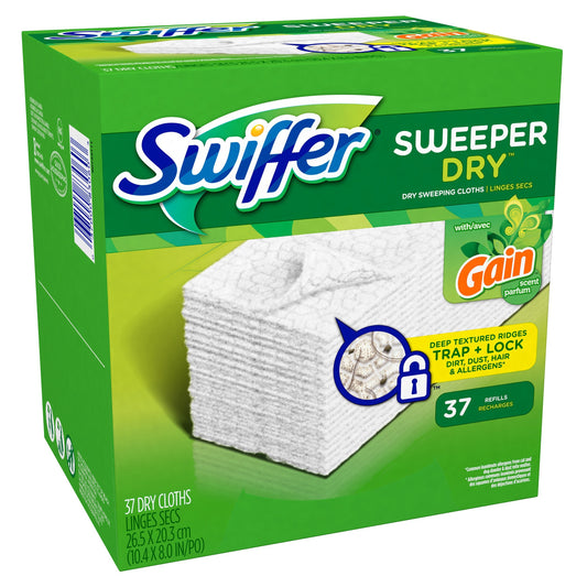 Swiffer Sweeper Dry Sweeping Pad Refills for Floor mop Gain Scent, 37 Count