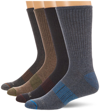 Columbia Men's 4 Pack Everyday Crew Socks, Charcoal/Brown/Navy/Black, Shoe Size 6-12