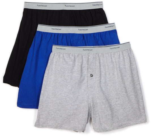 Fruit of the Loom Men's 3-Pack Premium Big Man Knit Boxer, assorted, 4X-Large