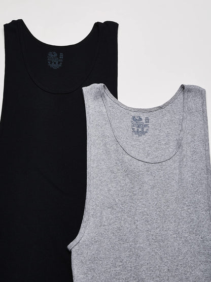 Fruit of the Loom Men's A-Shirt , Black/Grey, XX-Large(Pack of 2)