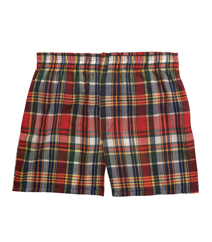 Fruit of the Loom Boys' Woven Boxer, Exposed and Covered Waistband (Pack of 5) (Tartan Plaids, Large)