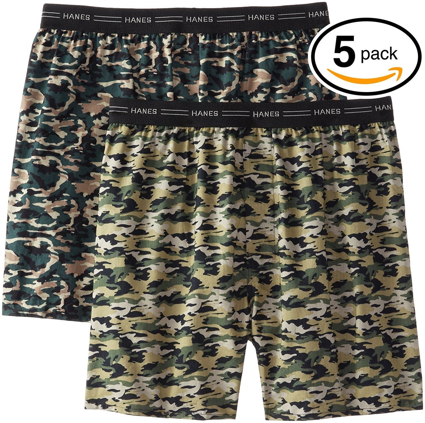 Hanes Men's Five-Pack Camo Boxers (Camo, Medium)