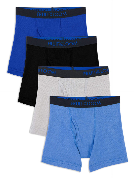 Fruit of the Loom Boys Breathable Boxer Briefs, Toddler-4 Pack-Cotton Mesh, 2-3T