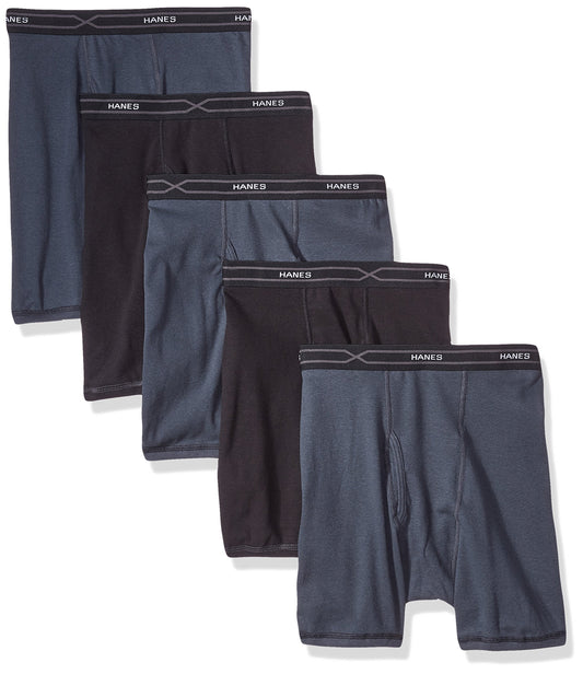 Hanes 5-Pack Men's X-Temp Comfort Cool Boxer Briefs, Black/Gray, X-Large