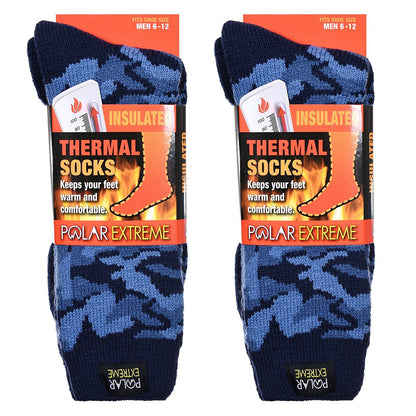 Polar Extreme Men's Thermal Sock Pack of 2 … (Grey Camo)