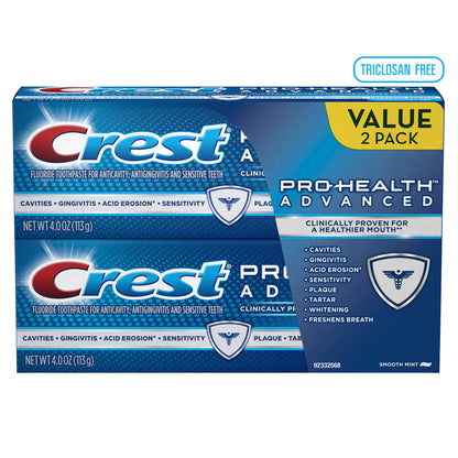 Crest Pro-Health Advanced Smooth Mint Toothpaste 4 oz, Twin Pack, (Packaging may vary)