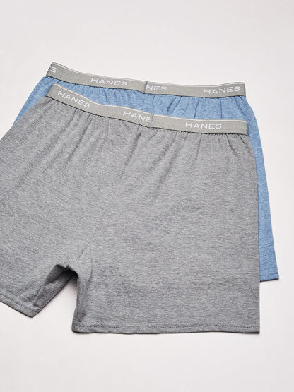 Hanes Red Label Men's 5-Pack FreshIQ Exposed-Waistband Knit Boxers, Assorted. (XXXXX-Large / 56-58, Assorted)