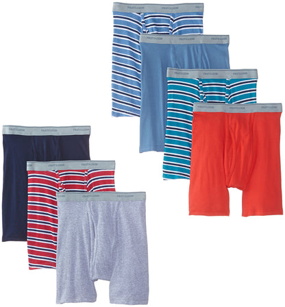 Fruit of the Loom Men's Super Value Stripe Solid Boxer Brief, Multi, Medium(Pack of 7)