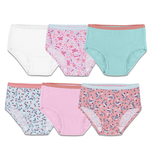 Fruit of the Loom Little Toddler Girls' Tag-Free Cotton Underwear, Brief-6 Pack-Assorted Colors, 4-5T