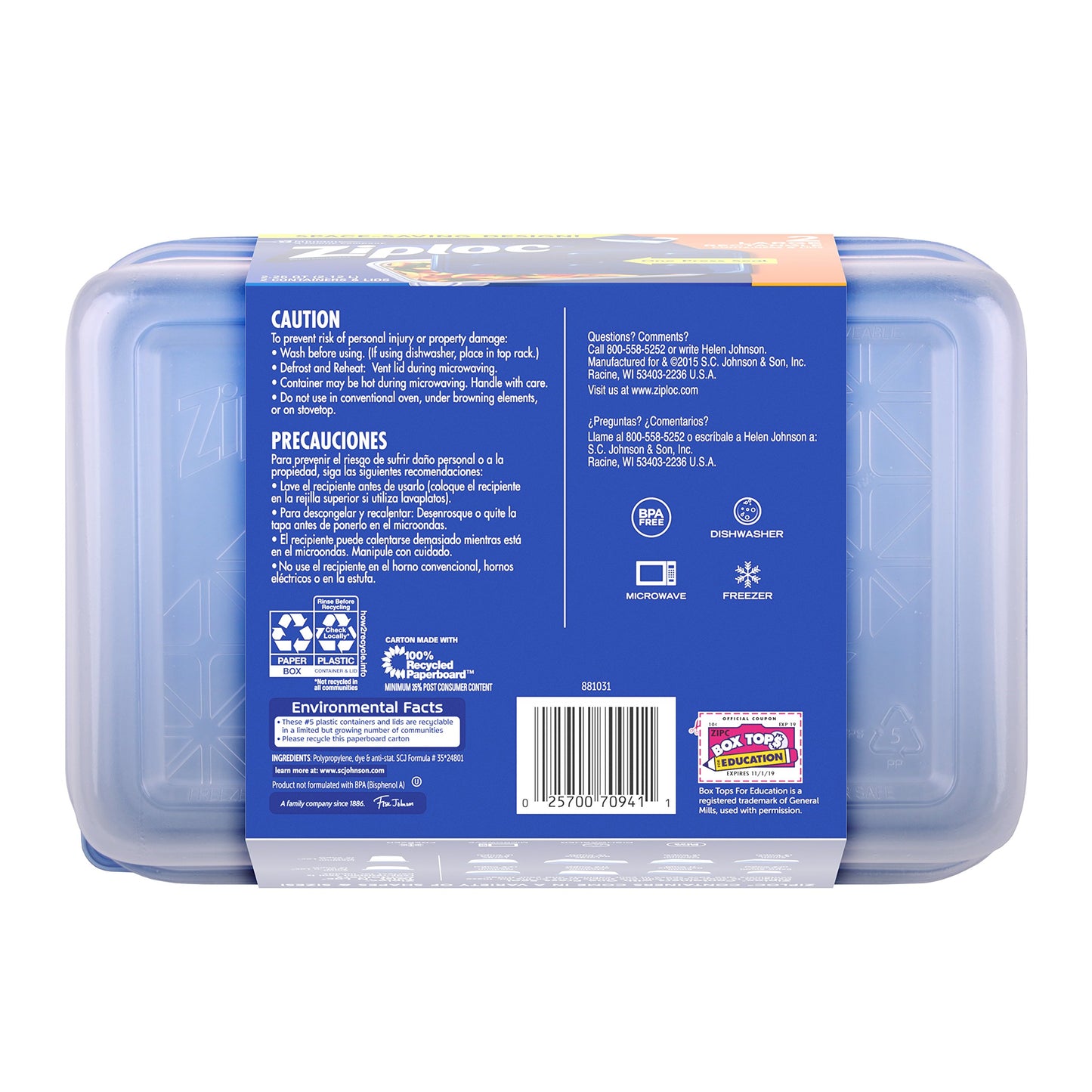 Ziploc 321874 Food Storage, 2 Count (Pack of 1)