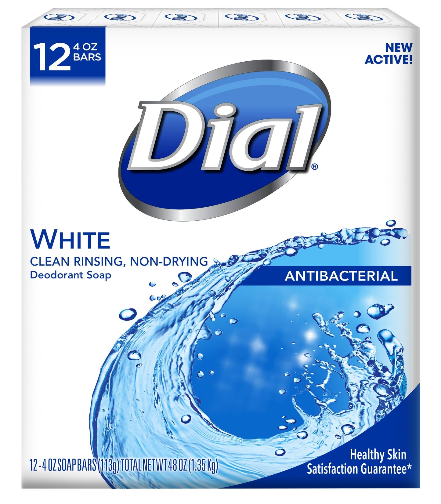 Dial Antibacterial Deodorant Soap, White - 4 Ounce, 12 Bars