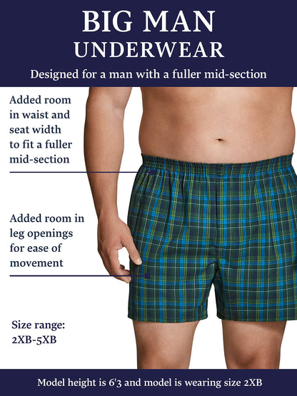 Fruit of the Loom 3 Big Man Knit Boxers Roomier Fit Full Cut Leg (5X)