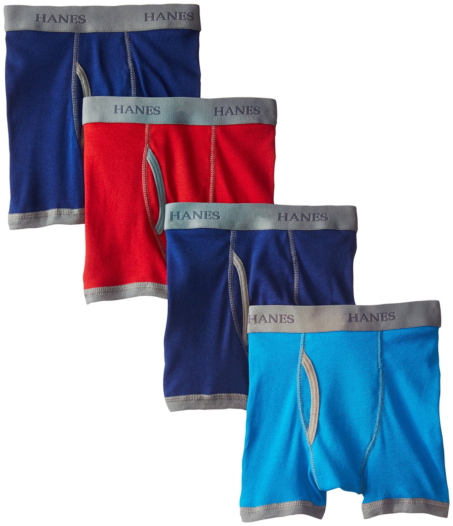 Hanes Boys' 4 Pack Ultimate Comfort Flex Ringer Boxer Brief, Assorted, X-Large