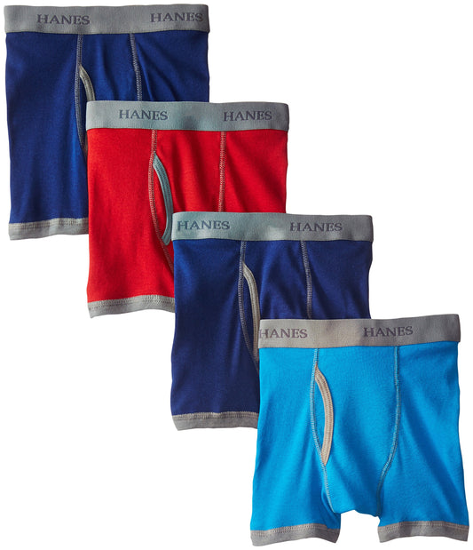 Hanes Boys' 4 Pack Ultimate Comfort Flex Ringer Boxer Brief, Assorted, X-Large