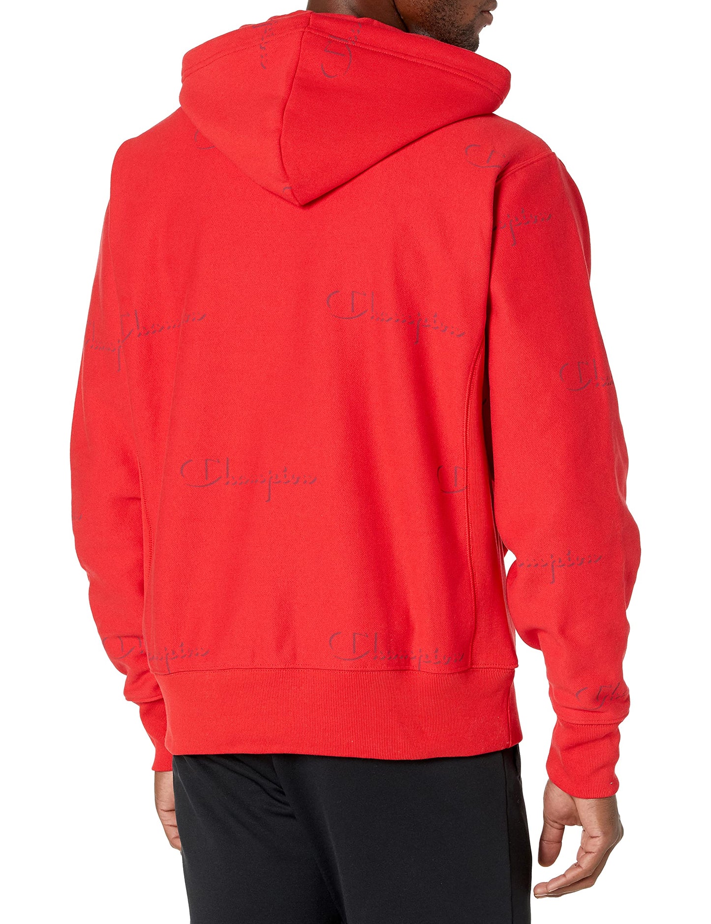 Champion Men's Reverse Weave Hoodie, Multi Scale Script Running Waves, Small