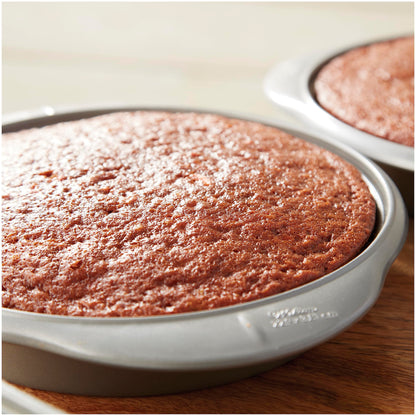 Wilton Ever-Glide Non-Stick Round Pan - Bake Delicious Cinnamon Rolls, Coffee Cake, Round Cakes or Quiches, Handles for Easy Grip, Steel, 9 x 1. 5-Inches