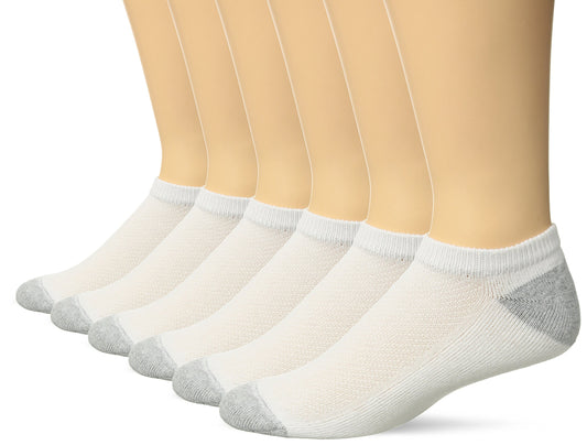 Hanes Ultimate mens 6-pack X-temp No-show Casual Sock, White/Gray Heel Toe, 6 12 US
