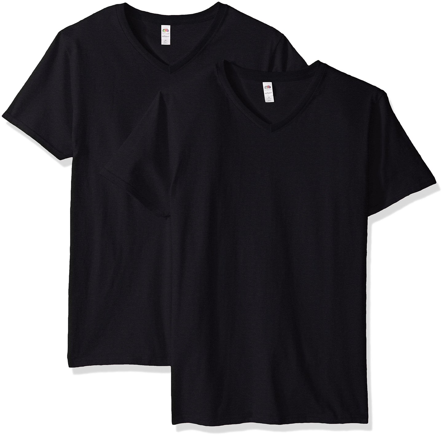 Fruit of the Loom Men's Lightweight Cotton Tees (Short & Long Sleeve), V-Neck-2 Pack-White, XX-Large