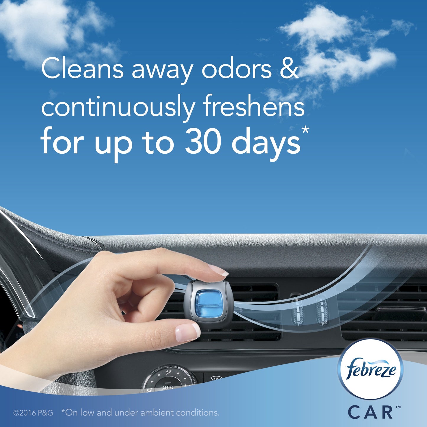 Febreze Car Odor-Eliminating Air Freshener, Downy April Fresh scent, 2 count (Pack of 4)