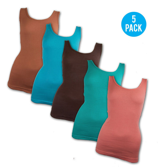 Andrew Scott Women's 5 Pack Tank Top 2XL Assorted Colors