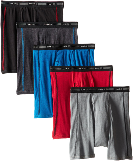 Hanes Men's 5-Pack Sports-Inspired FreshIQ Boxer Brief (Assorted Color, Small-5 Pack)