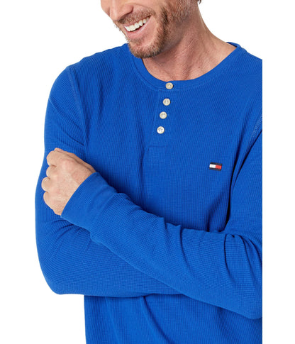 Tommy Hilfiger Waffle Lounge Long Sleeve Henley Cobalt LG