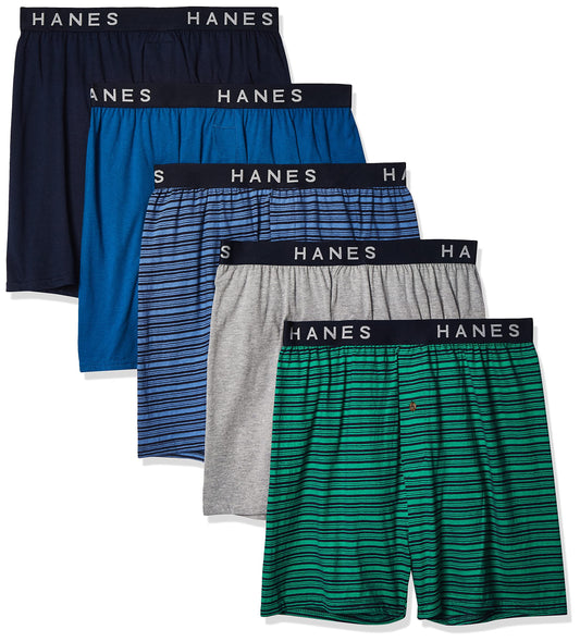 Hanes Men Hanes Ultimate Men's Dyed Knit Boxes with Exposed Comfort Flex Waistband, 5-Pack Assorted Colors