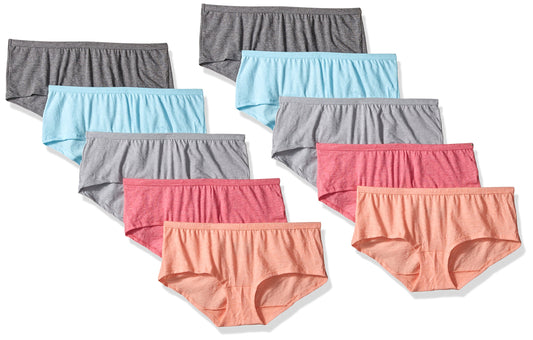 Fruit of the Loom Women's 10pk Boyshort, Assorted, 9