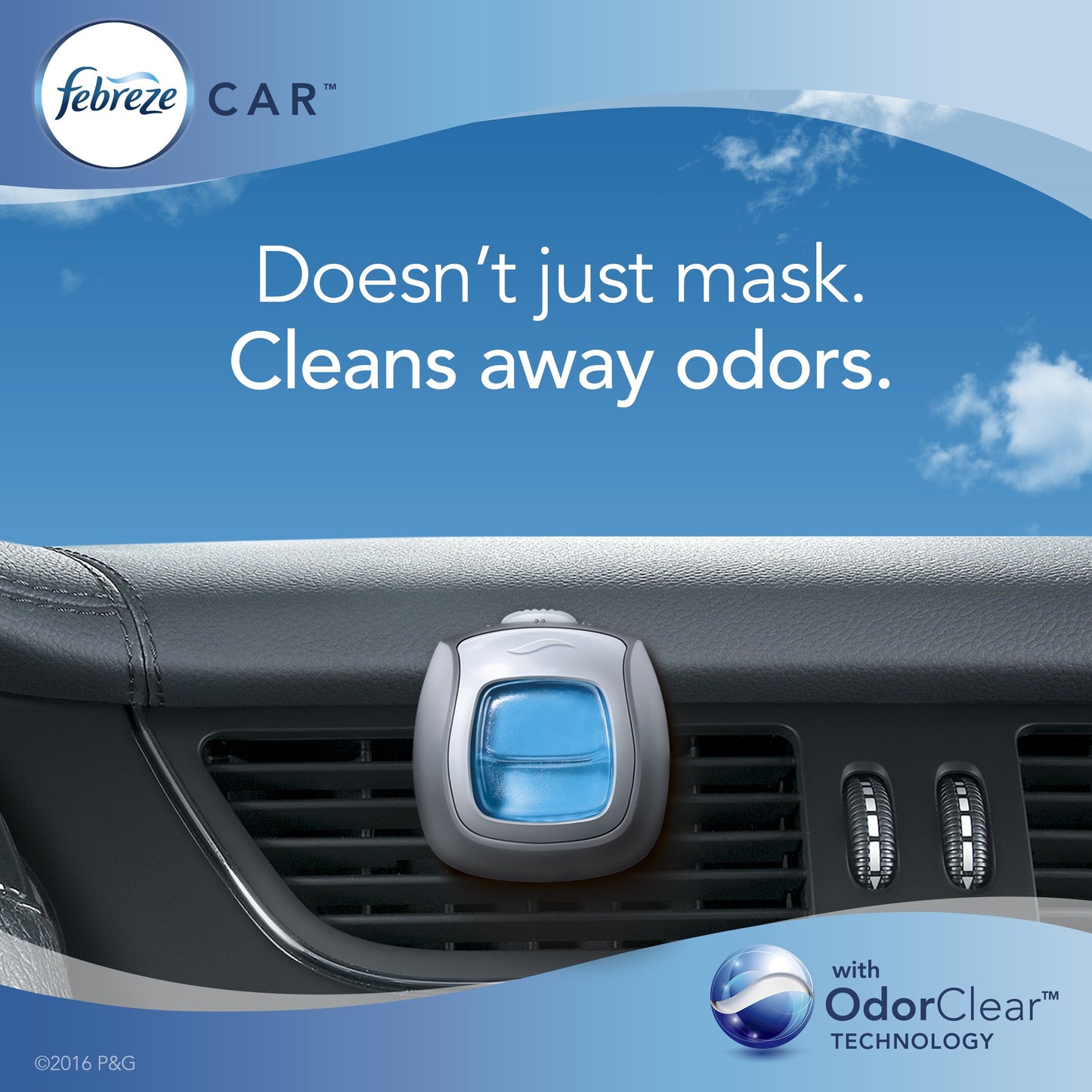 Febreze Car Odor-Eliminating Air Freshener, Downy April Fresh scent, 2 count (Pack of 4)