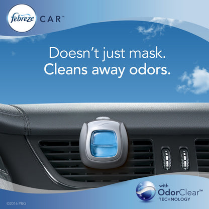 Febreze Car Odor-Eliminating Air Freshener, Downy April Fresh scent, 2 count (Pack of 4)
