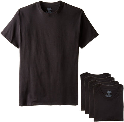 Hanes Ultimate Men's 4-Pack Stretch Crew T-Shirt, Black, Large
