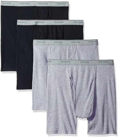 Fruit of the Loom Men's Boxer Briefs (Pack of 4), Black/Gray, XXX-Large