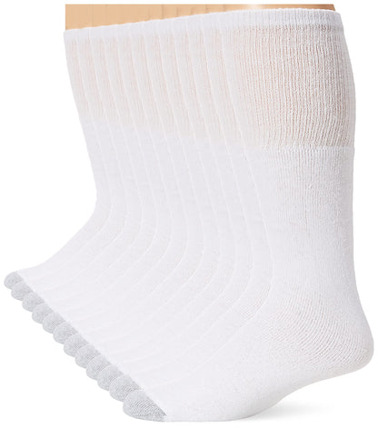 Hanes Men's 12 Pack Over-the-Calf Tube Socks, White, 10-13 (Shoe Size 6-12)