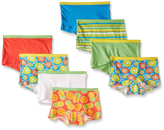 Fruit Of The Loom Big Girls' Girls' Cotton Boyshort , Assorted, 12(Pack of 8)