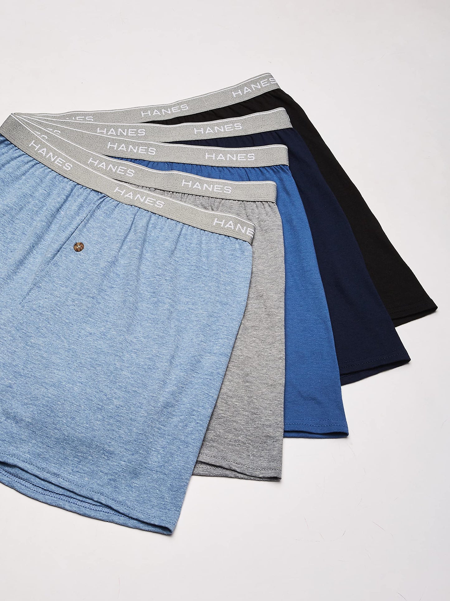 Hanes Red Label Men's 5-Pack FreshIQ Exposed-Waistband Knit Boxers, Assorted. (XXXXX-Large / 56-58, Assorted)