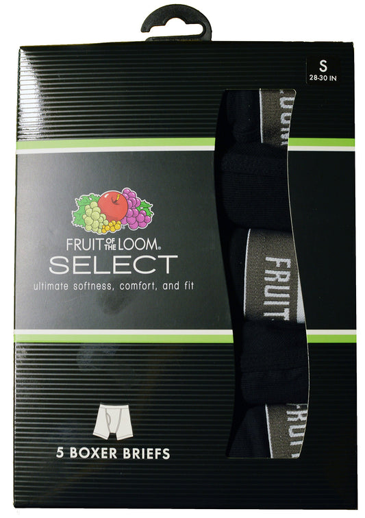 Fruit of the Loom Select 5 Boxer Briefs (Small (28-30 Inch)) Black