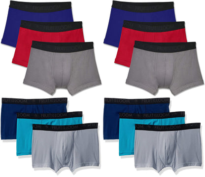 Fruit of the Loom Men's Breathable Boxer Briefs 12-Pack Performance Stretch Micro-Mesh Tri-Cool Support Pouch