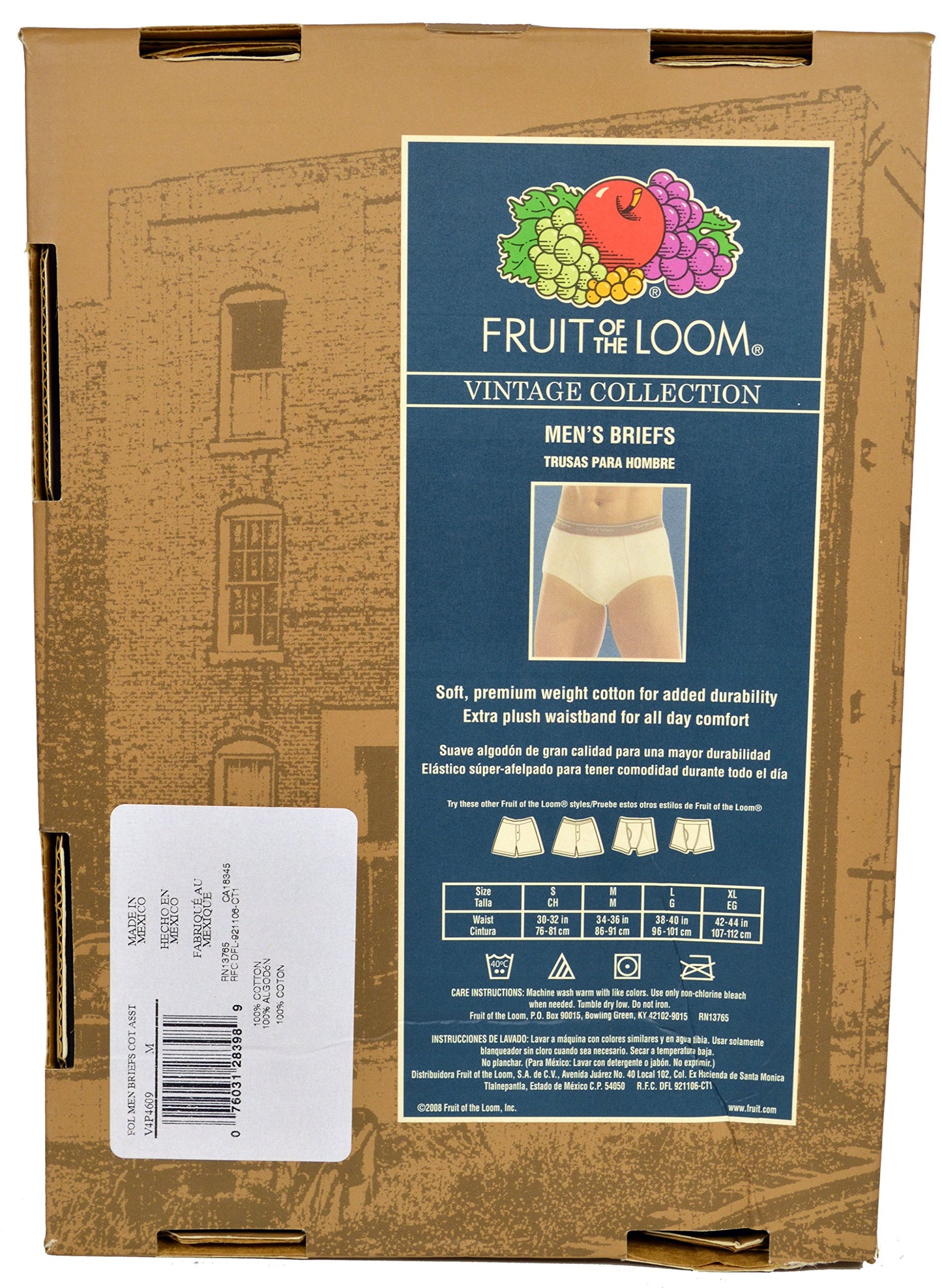 Fruit of the Loom Mens 4 Briefs Vintage Collection (XL)
