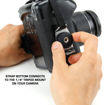 USA GEAR DualGRIP Professional Grip Camera Hand Strap with Neoprene Design and Metal Plate - Compatible with Canon, Fujifilm, Nikon, Sony, and More DSLR, Mirrorless, Point & Shoot Cameras (Striped)