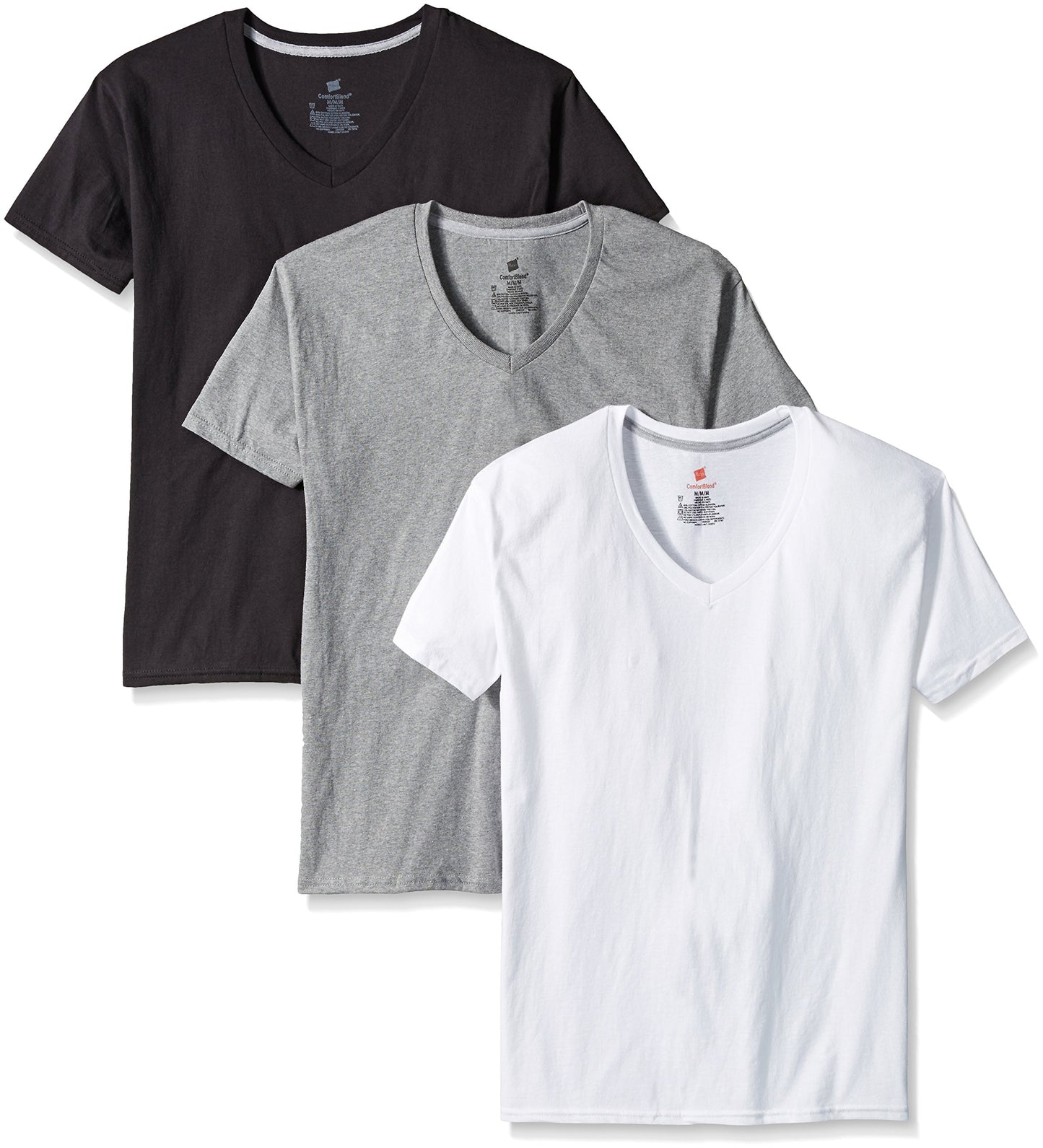 Hanes Men's 3-Pack Comfort Blend Dyed V-neck, Assorted, Large