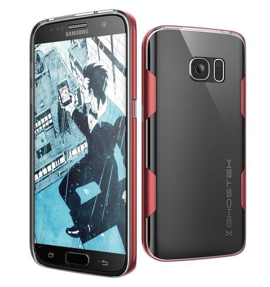 Galaxy S7 Case, Ghostek Cloak Series for Samsung Galaxy S7 Slim Protective Armor Case Cover | Explosion-Proof Screen Protector | Aluminum Frame | TPU Shell Exchange (Red)