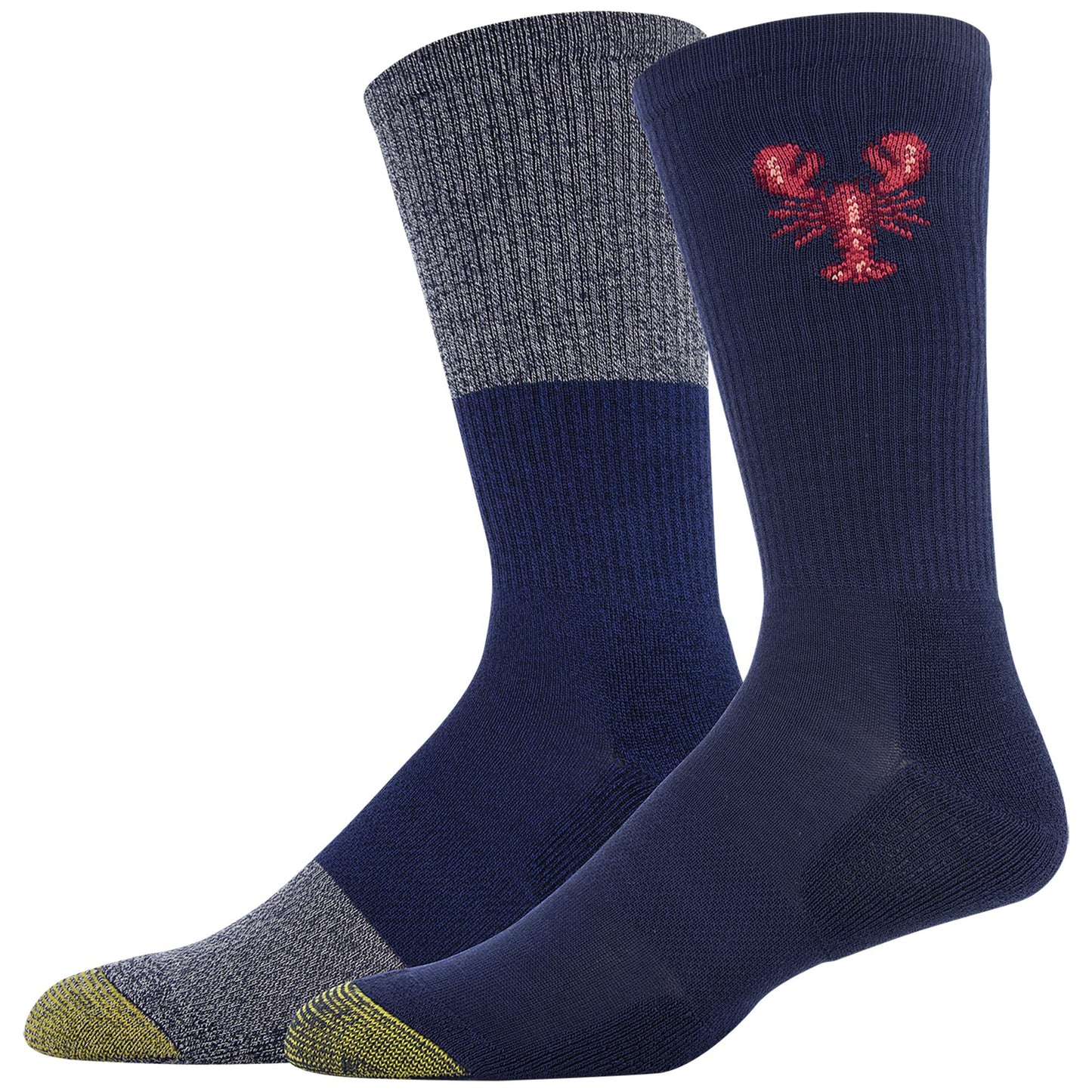 GOLDTOE Men's Casual Crew Socks Recycled, Multipairs, Peacoat Lobster/Mazarine Blue (2-Pairs), Large