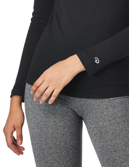 Duofold Women's Mid Weight Wicking Thermal Shirt, Black, Medium