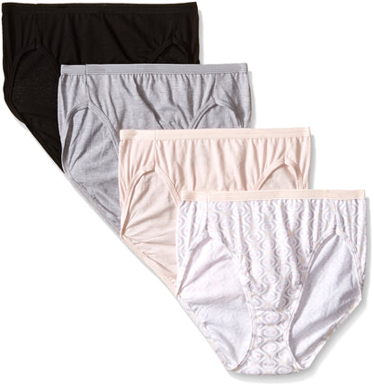 Hanes Ultimate Women's 4-Pack Hi-Cut Panties, White, 6