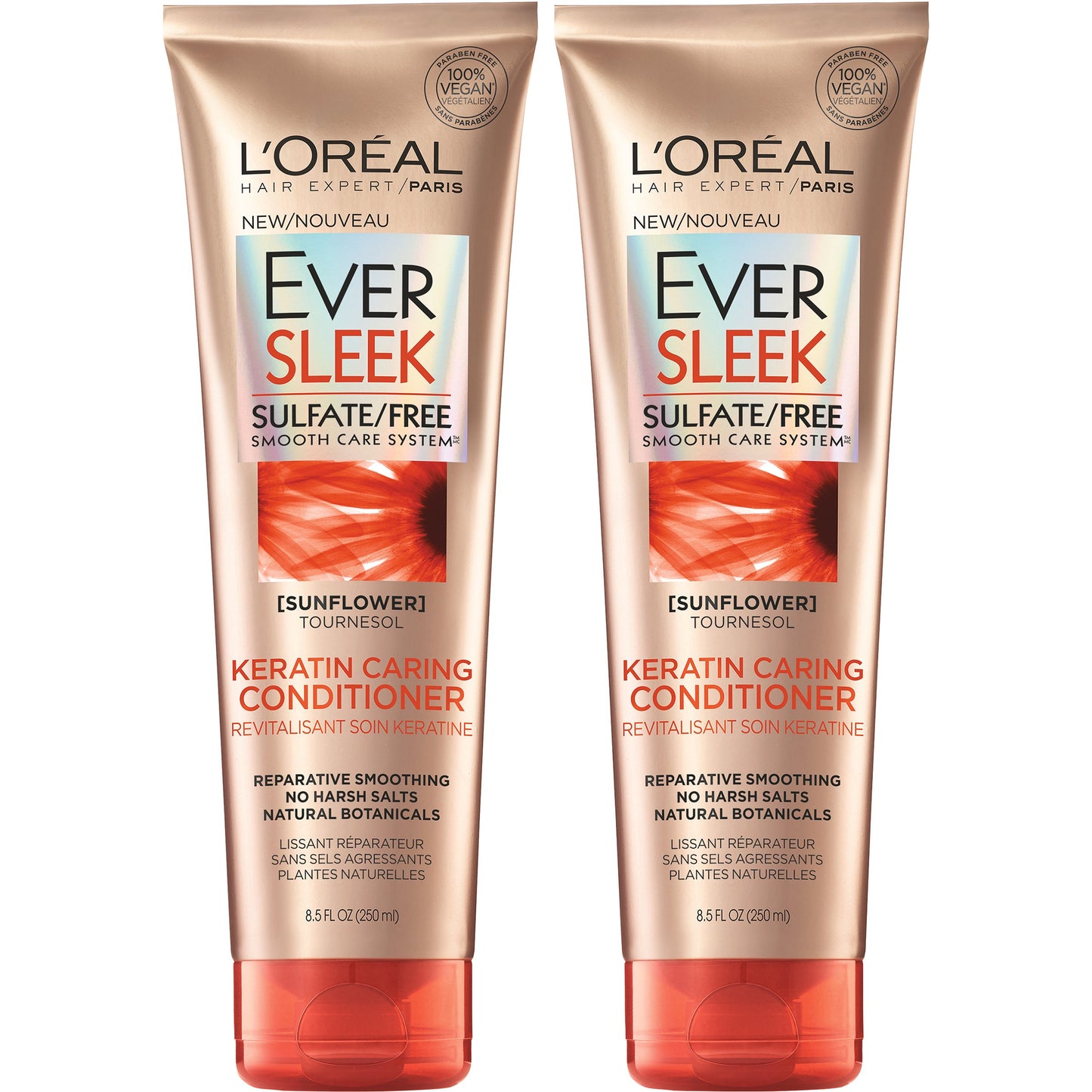 L’Oréal Paris EverSleek Sulfate Free Keratin Caring Conditioner with Sunflower Oil Fl, Fresh, 8.5 Ounce
