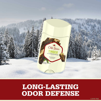 Old Spice Antiperspirant Deodorant for Men, Timber With Sandalwood, Inspired by Natural Elements, Invisible Solid, 2.6 Oz, Pack of 12