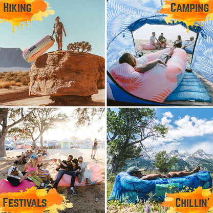 CHILLBO SHWAGGINS Inflatable Furniture & Inflatable Couch Inflatable Lounger & Inflatable Chairs - top Beach Chair, Lounger & Festival Accessories - for Camping and Music Festivals!