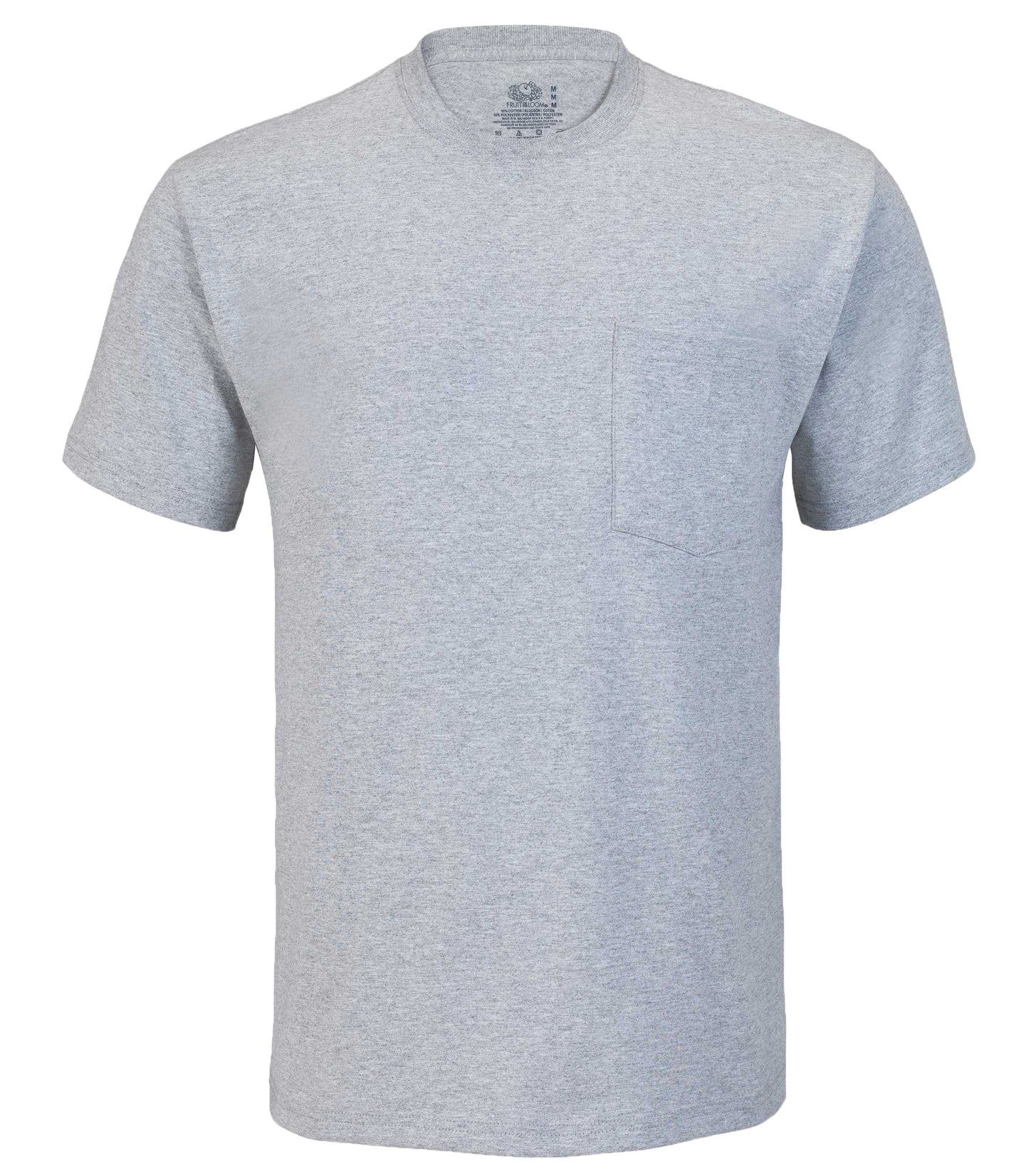 Fruit of the Loom Men's Short Sleeve Pocket Tee HEATHER GREY XL