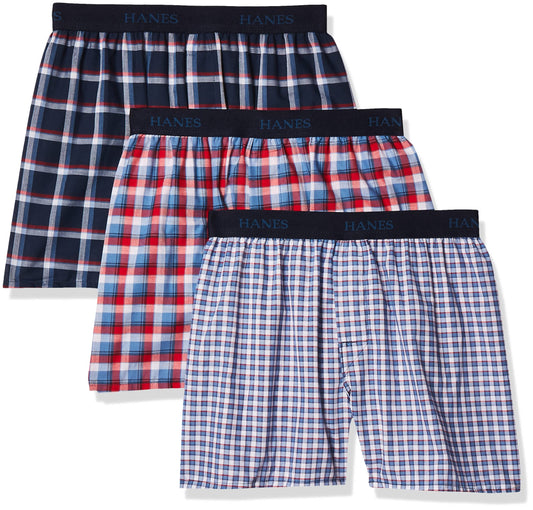 Hanes Big Boys' Ultimate Comfortsoft Plaid Boxers (3 Pack), Assorted, S